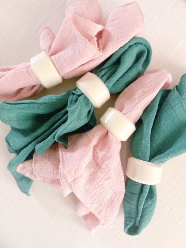Light and Muse colorful cloth napkins - emerald green and dusty rose