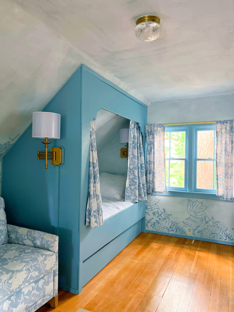 Hollyhock Cabin baby blue floral loft decor