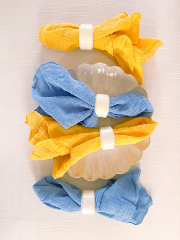 Light and Muse colorful cloth napkins - chambray blue and marigold yellow