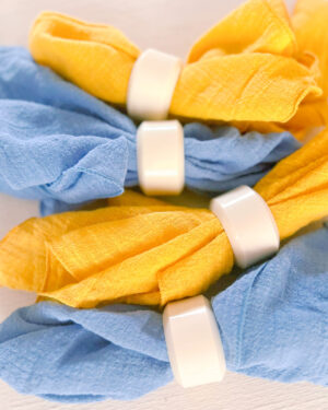 Light and Muse colorful cloth napkins - chambray blue and marigold yellow